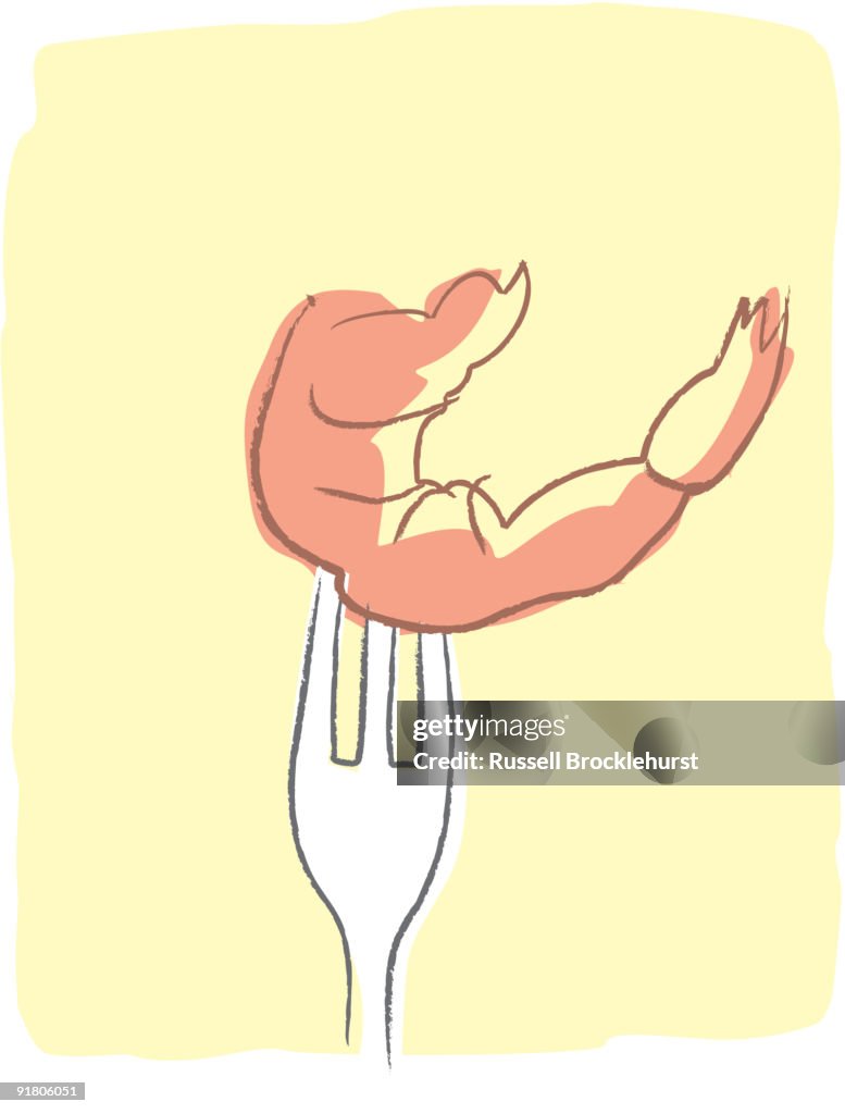 A shrimp on a fork