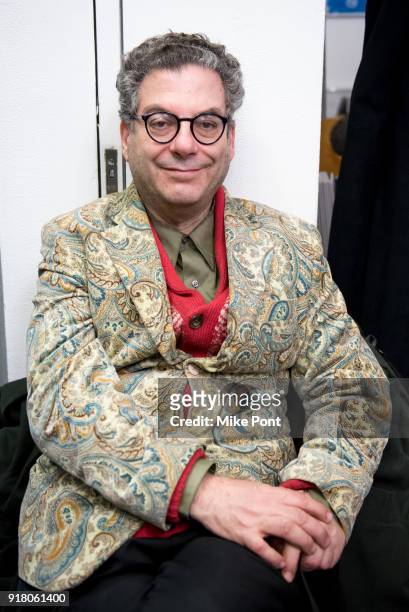 Michael Musto poses backstage at The Blonds fashion show during New York Fashion Week: The Shows at Spring Studios on February 13, 2018 in New York...