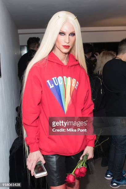 Phillipe Blond poses backstage at The Blonds fashion show during New York Fashion Week: The Shows at Spring Studios on February 13, 2018 in New York...