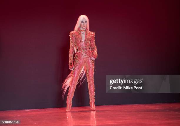 Designer Philip Blonde walks the runway at The Blonds fashion show during New York Fashion Week: The Shows at Spring Studios on February 13, 2018 in...