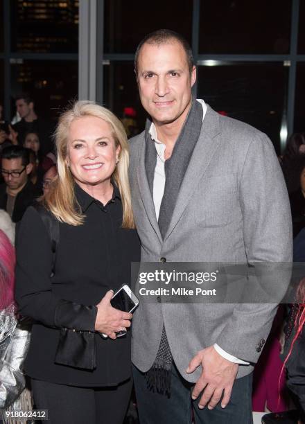 Pamella Roland and Nigel Barker attend The Blonds fashion show during New York Fashion Week: The Shows at Spring Studios on February 13, 2018 in New...