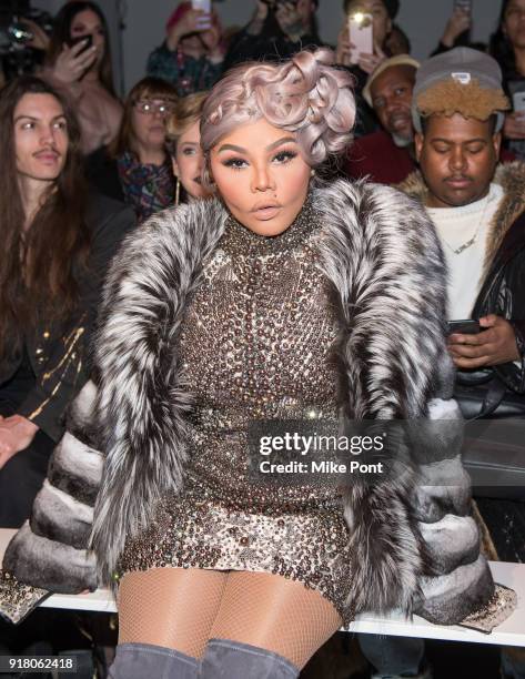 Lil Kim attends The Blonds fashion show during New York Fashion Week: The Shows at Spring Studios on February 13, 2018 in New York City.