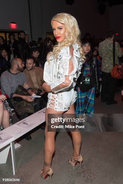 Gigi Gorgeous attends The Blonds fashion show during New York Fashion Week: The Shows at Spring Studios on February 13, 2018 in New York City.