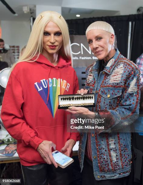 Phillipe Blond is seen backstage at The Blonds fashion show during New York Fashion Week: The Shows at Spring Studios on February 13, 2018 in New...