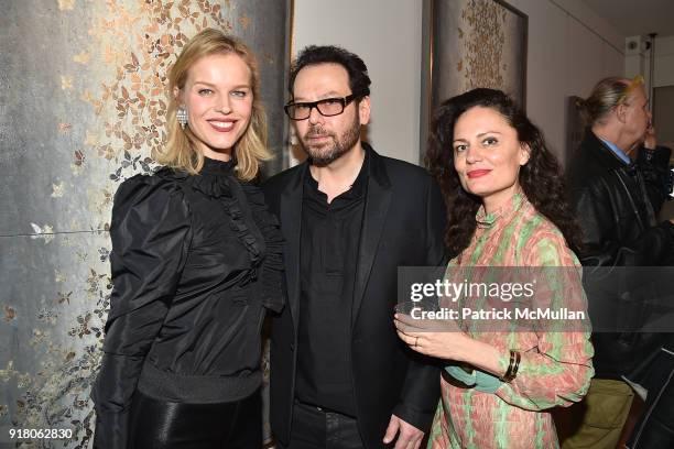 Eva Herzigova, Neil Grayson and Yelena Yemchuk attend Neil Grayson, Industrial Melanism, solo exhibition at Eykyn Maclean Gallery on February 13,...