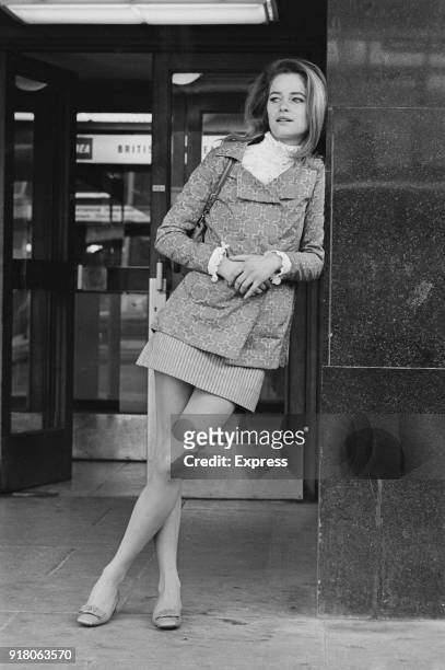 British actress, fashion model and singer Charlotte Rampling at Heathrow Airport, London, UK, 14th March 1968.