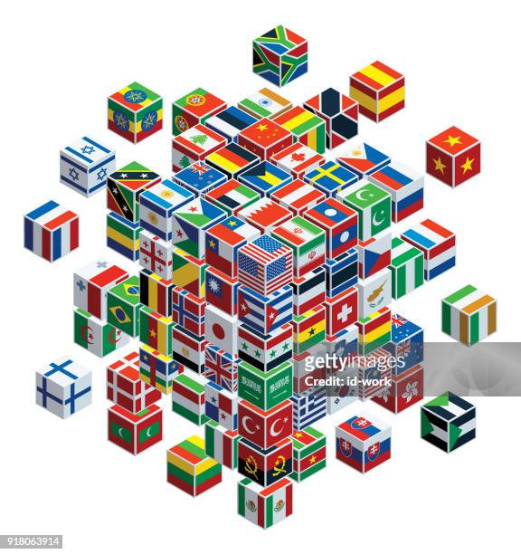 national flags with cubes - angola flag stock illustrations