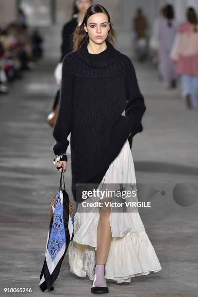 Model walks the runway during the 3.1 Phillip Lim Ready to Wear Fall/Winter 2018-2019 fashion show during New York Fashion Week on February 12, 2018...