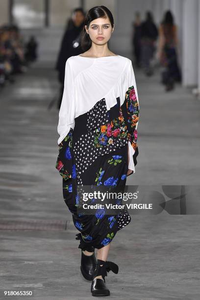 Model walks the runway during the 3.1 Phillip Lim Ready to Wear Fall/Winter 2018-2019 fashion show during New York Fashion Week on February 12, 2018...