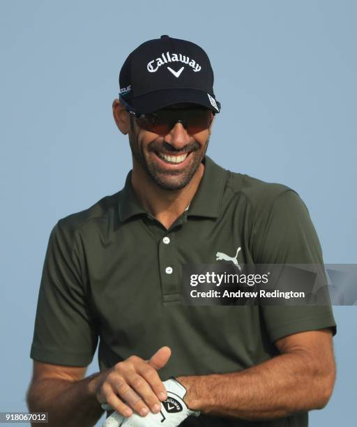 Alvaro Quiros of Spain in action during the Pro Am prior to the start of the NBO Oman Open at Al Mouj Golf on February 14, 2018 in Muscat, Oman.