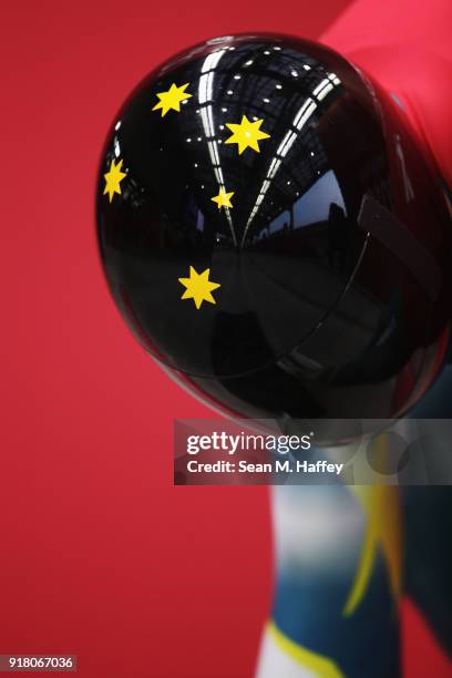 John Farrow of Australia prepares to make a run during a Men's Skeleton training session on day five of the PyeongChang 2018 Winter Olympics at the...