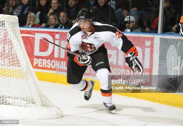 Emerson Etem of the Medicine Hat Tigers skates against the Kelowna Rockets at Prospera Place on October 7, 2009 in Kelowna, Canada.