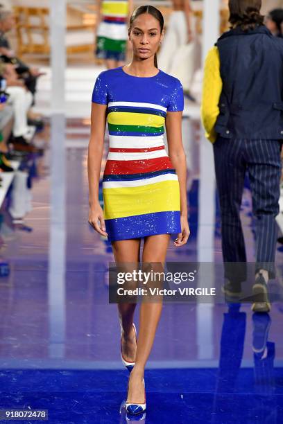 Joan Smalls walks the runway at Ralph Lauren Ready to Wear Spring/Summer 2018 fashion show during the New York Fashion Week on February 12, 2018 in...