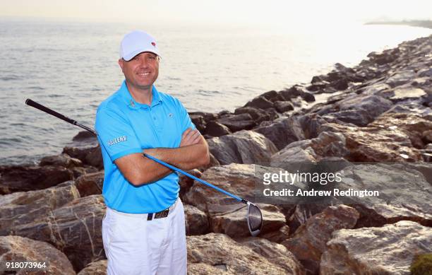 Graeme Storm of England poses for a portrait during the Pro Am prior to the start of the NBO Oman Open at Al Mouj Golf on February 14, 2018 in...