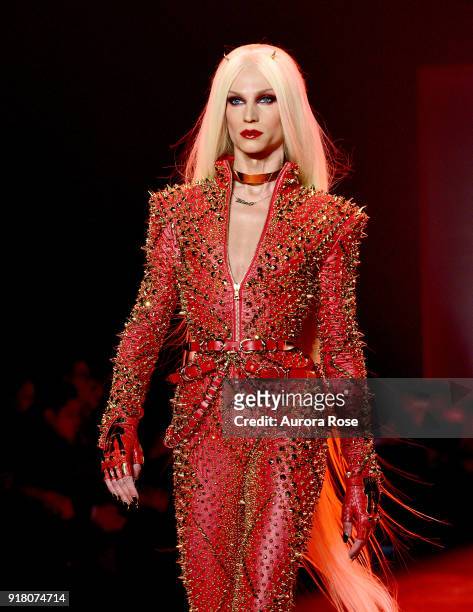 Designer Phillipe Blond opens his show for The Blonds at Spring Studios on February 13, 2018 in New York City.