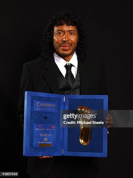 Renè Higuita with the Golden Foot Awards 2009 at Monte Carlo on October 12, 2009 in Monaco, Monaco.