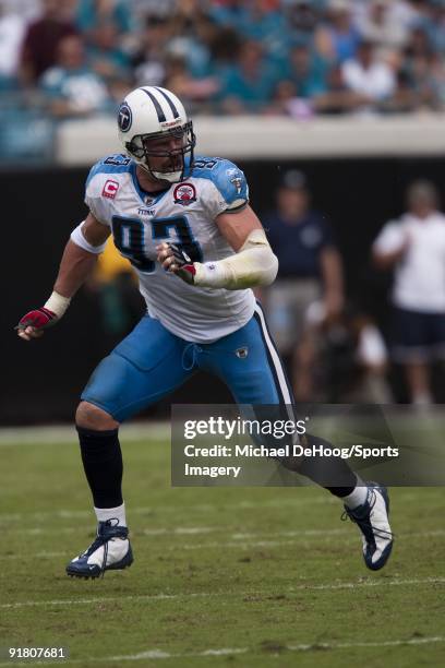 Kyle Vanden Bosch of the Tennessee Titans during a NFL game against the Jacksonville Jaguars on October 4,2009 at Municipal Stadium in Jacksonville,...