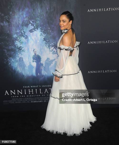 Actress Tessa Thompson arrives for the premiere of Paramount Pictures' "Annihilation" held at Regency Village Theatre on February 13, 2018 in...