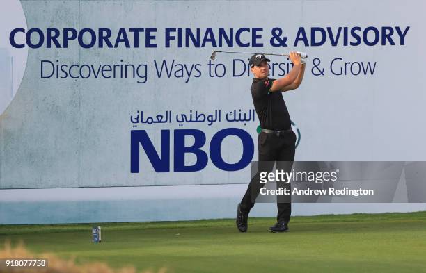 Haydn Porteous of South Africa in action during the Pro Am prior to the start of the NBO Oman Open at Al Mouj Golf on February 14, 2018 in Muscat,...