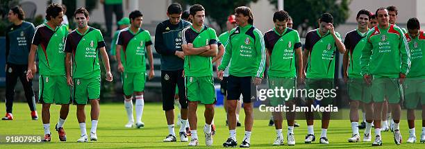 Mexico's National Team players during their training session at the Mexican Football Federation's High Performance Center on October 12, 2009 in...