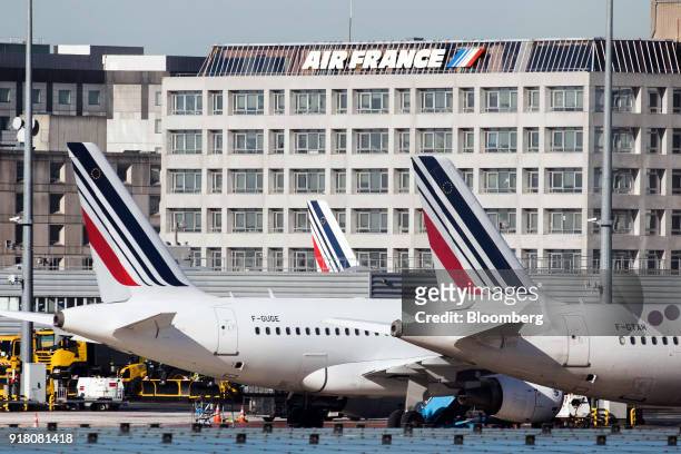 Air France passenger aircraft, operated by Air France-KLM Group, stands on the tarmac at Charles de Gaulle airport, operated by Aeroports de Paris,...