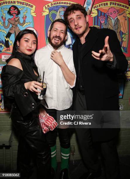Fiona Luo, David Aliperti and Daniele Germani attend the Monse launch party during New York Fashion Week on February 13, 2018 in New York City.
