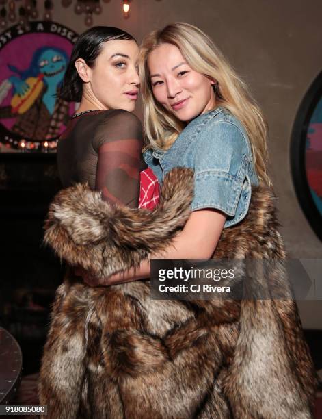 Mia Moretti and Tina Leung attend the Monse launch party during New York Fashion Week on February 13, 2018 in New York City.