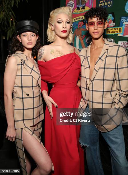 McKenna Hellam Miss Fame, and Dilone attend the Monse launch party during New York Fashion Week on February 13, 2018 in New York City.