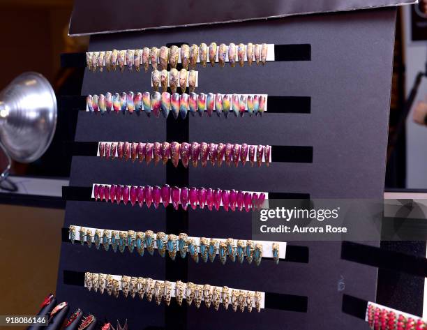 Nail art Backstage at The Blonds Runway show at Spring Studios on February 13, 2018 in New York City.