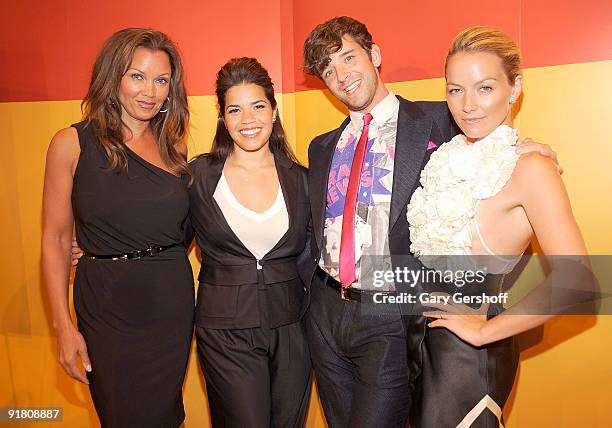 Actors Vanessa Williams, America Ferrera, Michael Urie, and Becki Newton attend Timestalks: An Evening With Ugly Betty at TheTimesCenter on October...