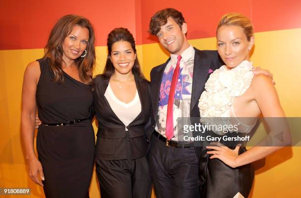 Actors Vanessa Williams, America Ferrera, Michael Urie, and Becki Newton attend Timestalks: An Evening With Ugly Betty at TheTimesCenter on October...