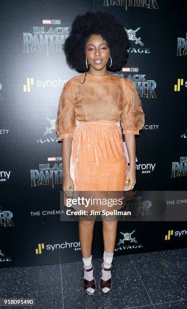 Jessica Williams attends the screening of Marvel Studios' "Black Panther" hosted by The Cinema Society with Ravage Wines and Synchrony at Museum of...