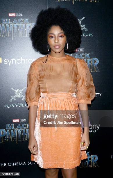Jessica Williams attends the screening of Marvel Studios' "Black Panther" hosted by The Cinema Society with Ravage Wines and Synchrony at Museum of...