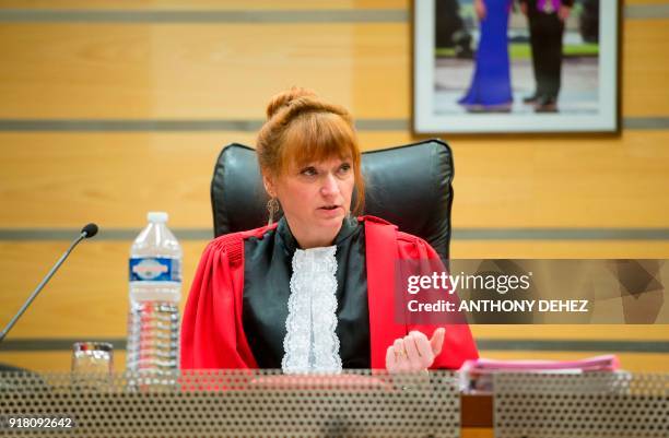 Chairwoman of the court Annick Jackers speaks during the assizes trial of Jeremy Pierson, at the Assize Court of the Belgian Luxembourg province, in...