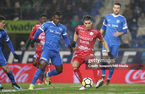 Genk, Belgium / Krc Genk v Zulte Waregem / "nOmar COLLEY - Hamdi HARBAOUI"nFootball Jupiler Pro League 2017 - 2018 Matchday 26 / "nPicture by Vincent...