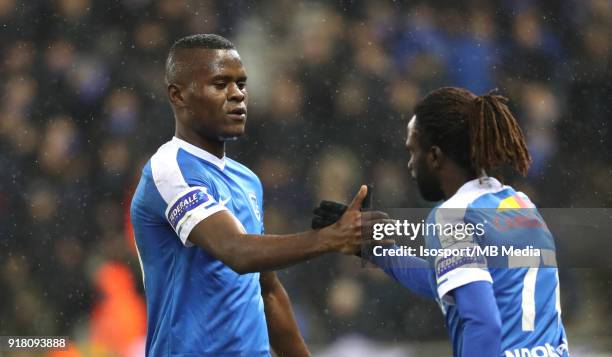 Genk, Belgium / Krc Genk v Zulte Waregem / "nAlly SAMATTA - Dieumerci NDONGALA"nFootball Jupiler Pro League 2017 - 2018 Matchday 26 / "nPicture by...