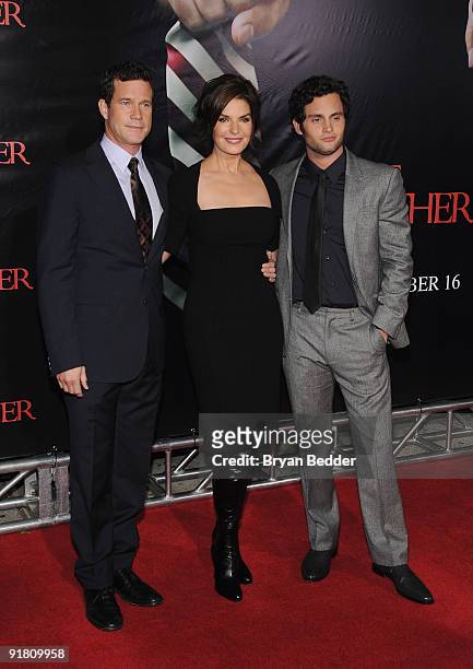 Actors Dylan Walsh, Sela Ward and Penn Badgley attend the premiere of "The Stepfather" at the SVA Theater on October 12, 2009 in New York City.