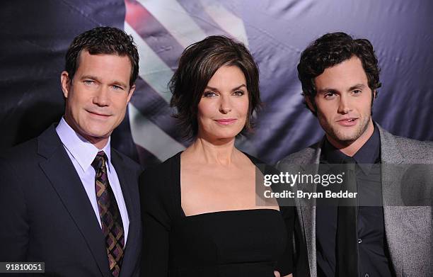 Actors Dylan Walsh, Sela Ward and Penn Badgley attend the premiere of "The Stepfather" at the SVA Theater on October 12, 2009 in New York City.