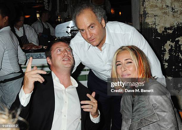 Matthew Freud, Charles Finch and Tara Bernard attend the Finch's Quarterly Review Party, at Pizza East on October 12, 2009 in London, England.