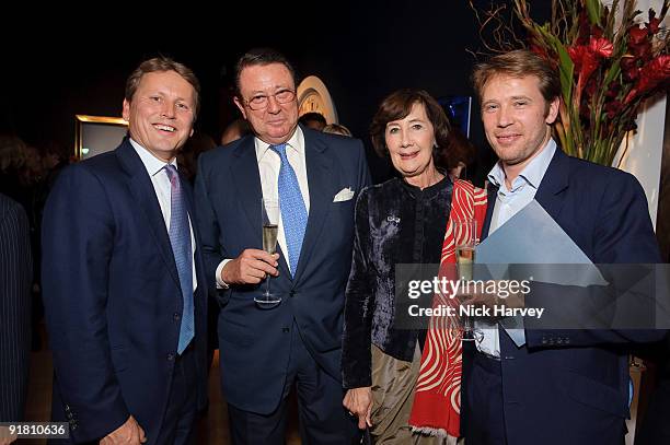 Jussi Pylkannen, Thomas Gibson, Anthea Gibson and Hugh Gibson attend reception hosted by Graff held in aid of F.A.C.E.T. At Christie's King Street on...