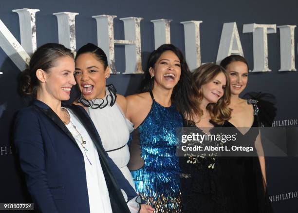 Tuva Novotny, Tessa Thompson, Gina Rodriguez, Jennifer Jason Leigh and Natalie Portman arrive for the Premiere Of Paramount Pictures' "Annihilation"...