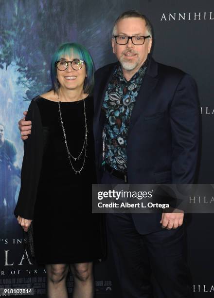 Author Jeff VanderMeer and wife Ann VanderMeer arrive for the Premiere Of Paramount Pictures' "Annihilation" held at Regency Village Theatre on...