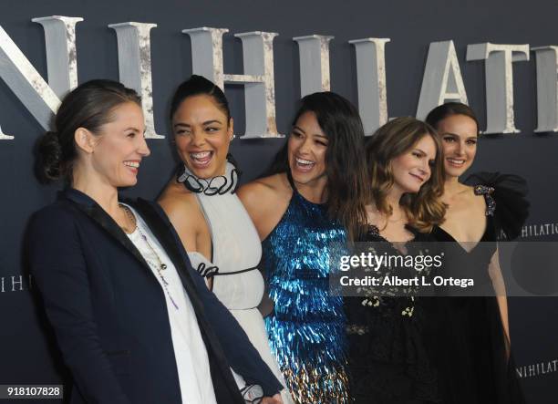 Tuva Novotny, Tessa Thompson, Gina Rodriguez, Jennifer Jason Leigh and Natalie Portman arrive for the Premiere Of Paramount Pictures' "Annihilation"...