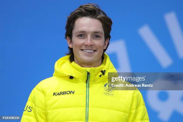 Bronze medalist Scotty James of Australia poses during the medal ceremony for the Snowboard Men's Halfpipe Final on day five of the PyeongChang 2018...