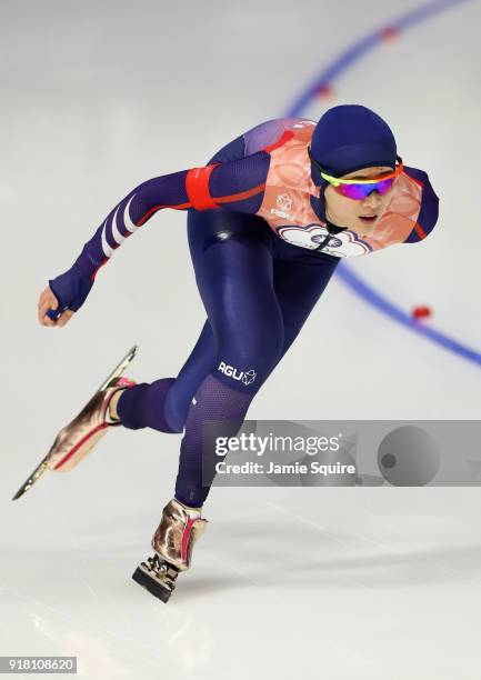 Yu-Ting Huang of Chinese Taipei competes during the Ladies' 1000m Speed Skating on day five of the PyeongChang 2018 Winter Olympics at Gangneung Oval...