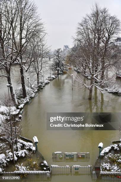 france, paris, world heritage site, the flooded square du vert galant - paris flood stock pictures, royalty-free photos & images