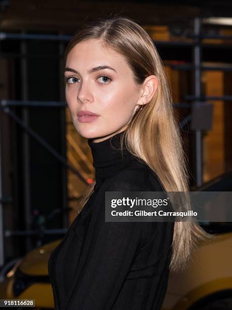 Model Megan Williams is seen arriving to the BOSS Womenswear show During New York Fashion Week at Cedar Lake on February 13, 2018 in New York City.