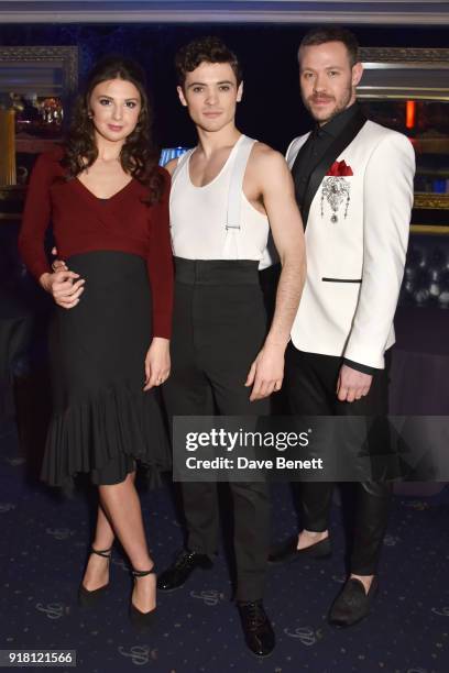 Zizi Strallen, Jonny Labey and Will Young pose at a photocall for "Strictly Ballroom The Musical" at Cafe de Paris on February 14, 2018 in London,...