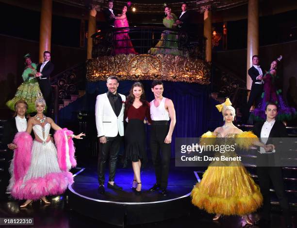 Will Young, Zizi Strallen, Jonny Labey pose at a photocall for "Strictly Ballroom The Musical" at Cafe de Paris on February 14, 2018 in London,...