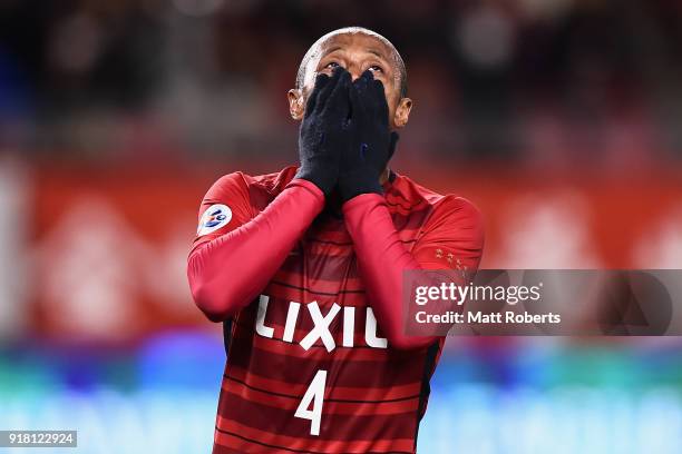 Leo Silva of Kashima Antlers reacts after missing chance during the AFC Champions League Group H match between Kashima Antlers and Shanghai Shenhua...